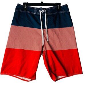 Hang Ten Boardshorts Men Sz 32 Red Blue Swim Swimming Trunks Board Shorts Surf‎